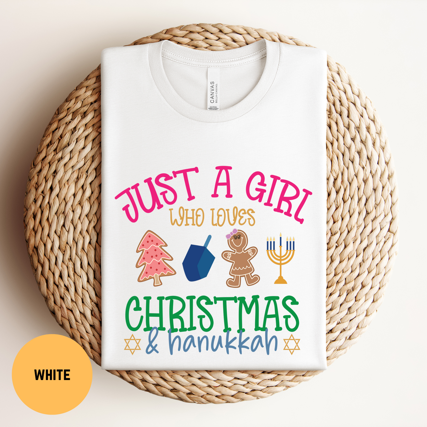 Hanukkah & Christmas Shirt, Just a Girls Who loves Hanukkah and Christmas Tee