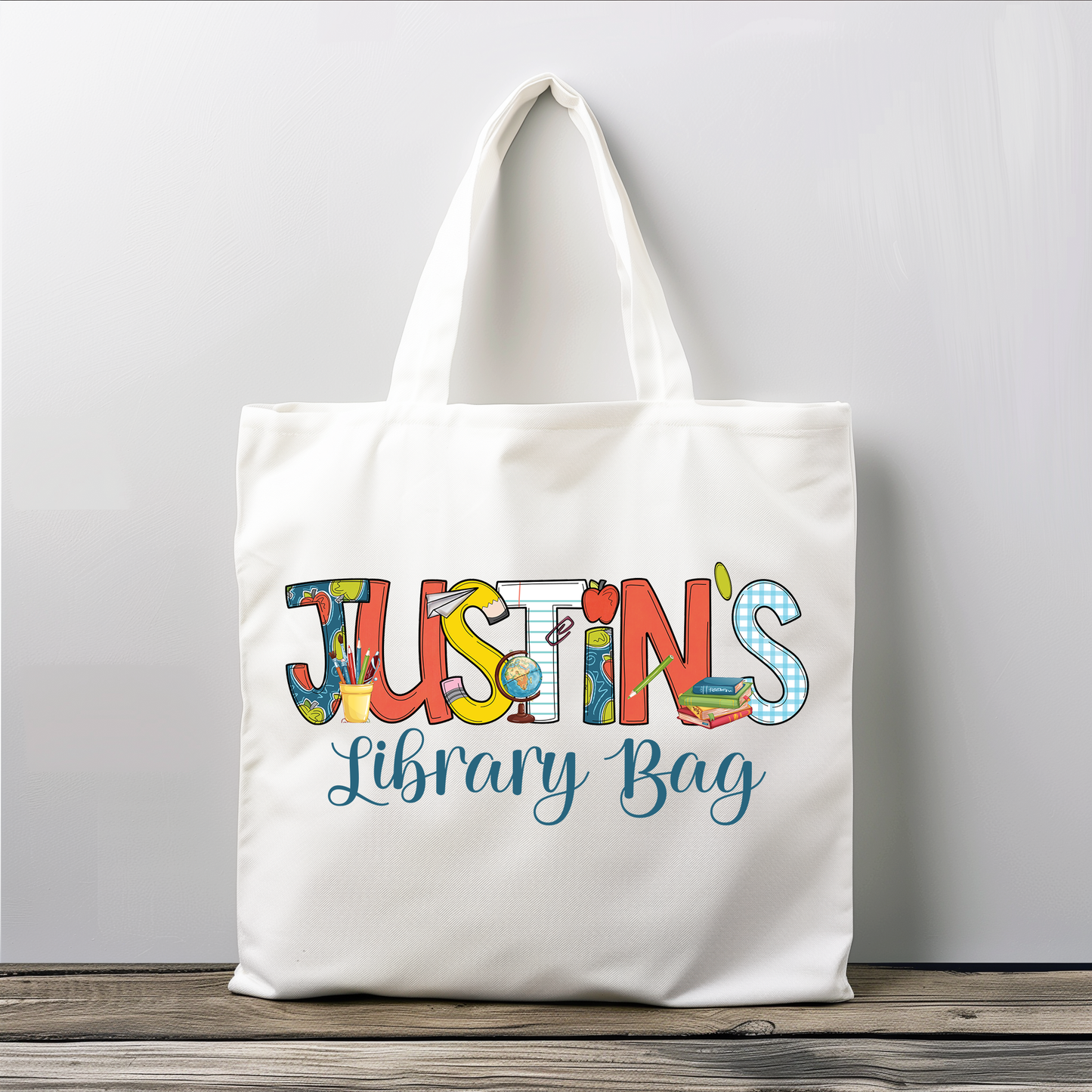 Boys Name Library Book Tote Bag
