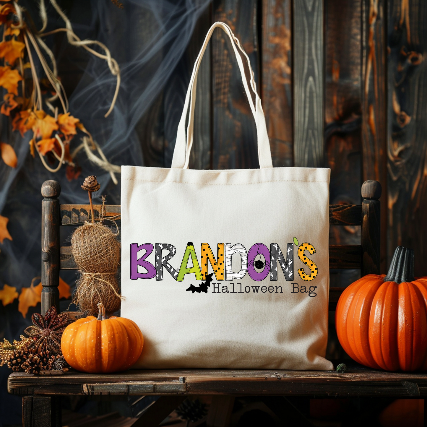 Boys Name Halloween Tote Bag