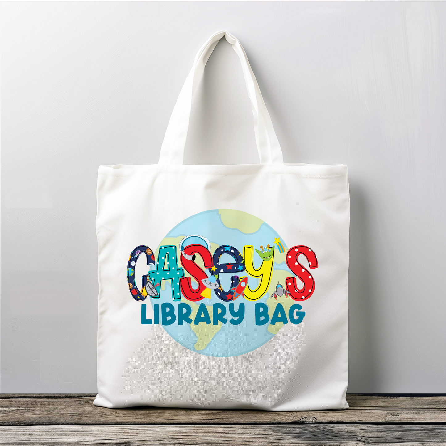 Space Themed Boys Library Tote Bag