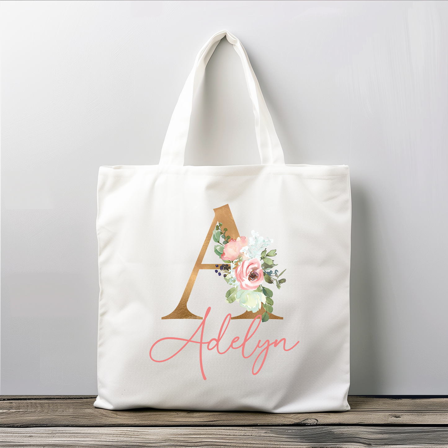 Fancy Floral Monogram Tote Bag