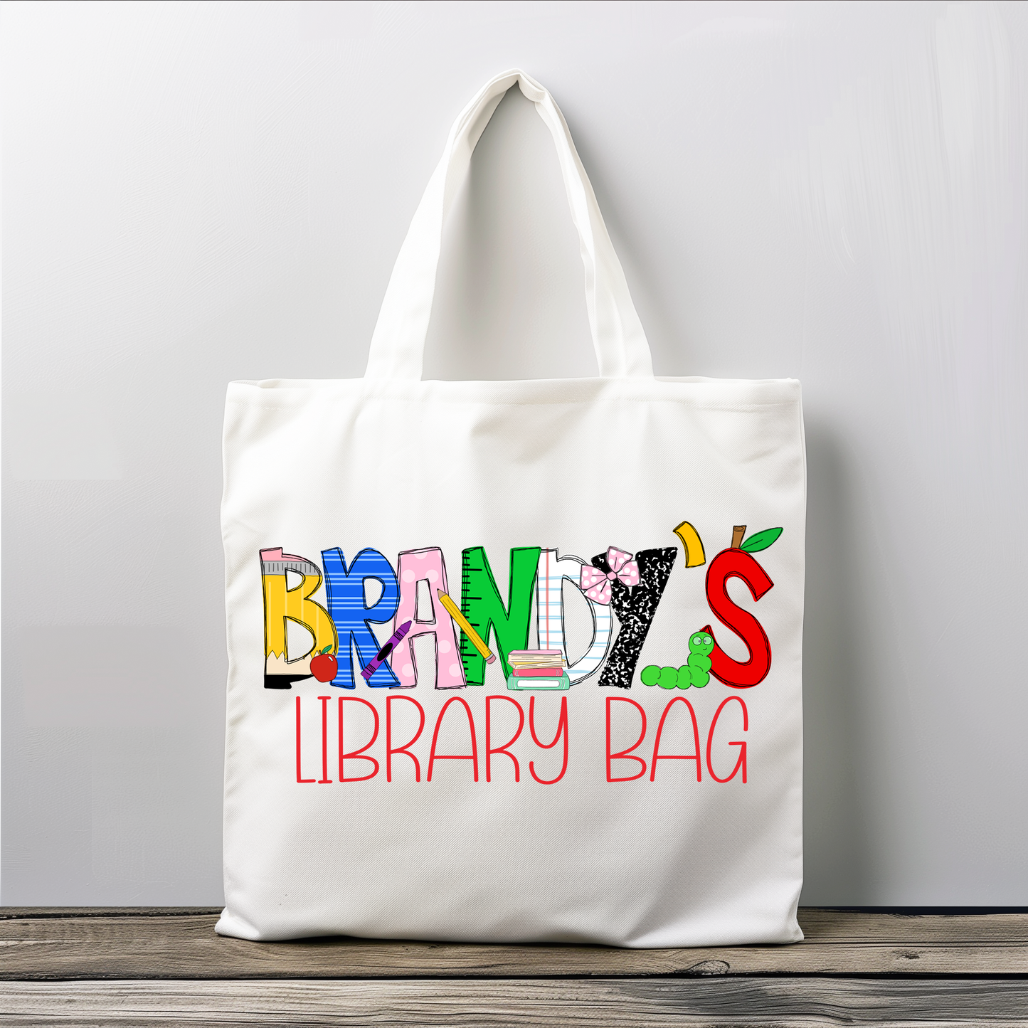 Girls Name Personalized Library Bag