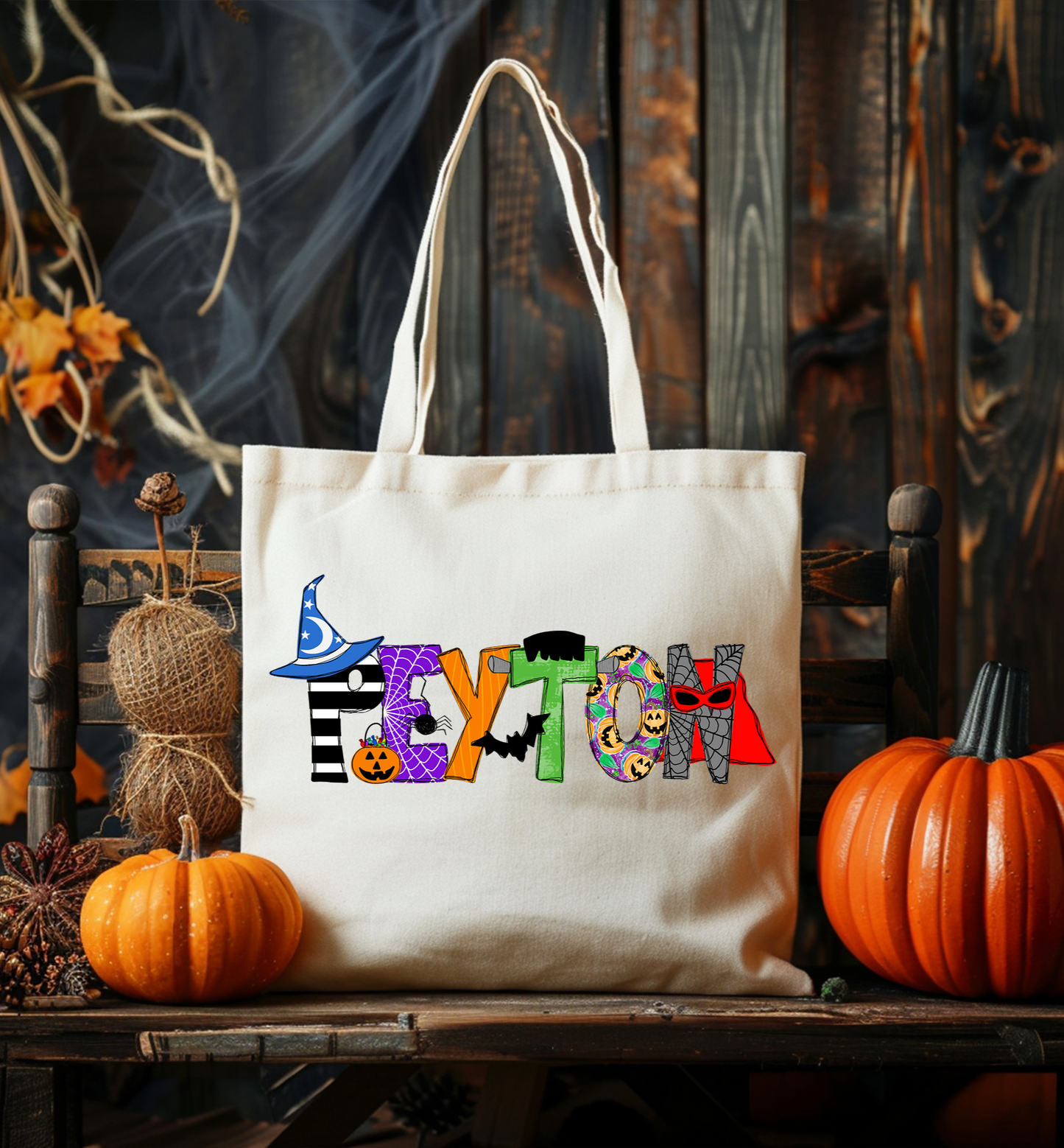 Boys Name Trick or Treat Tote Bag