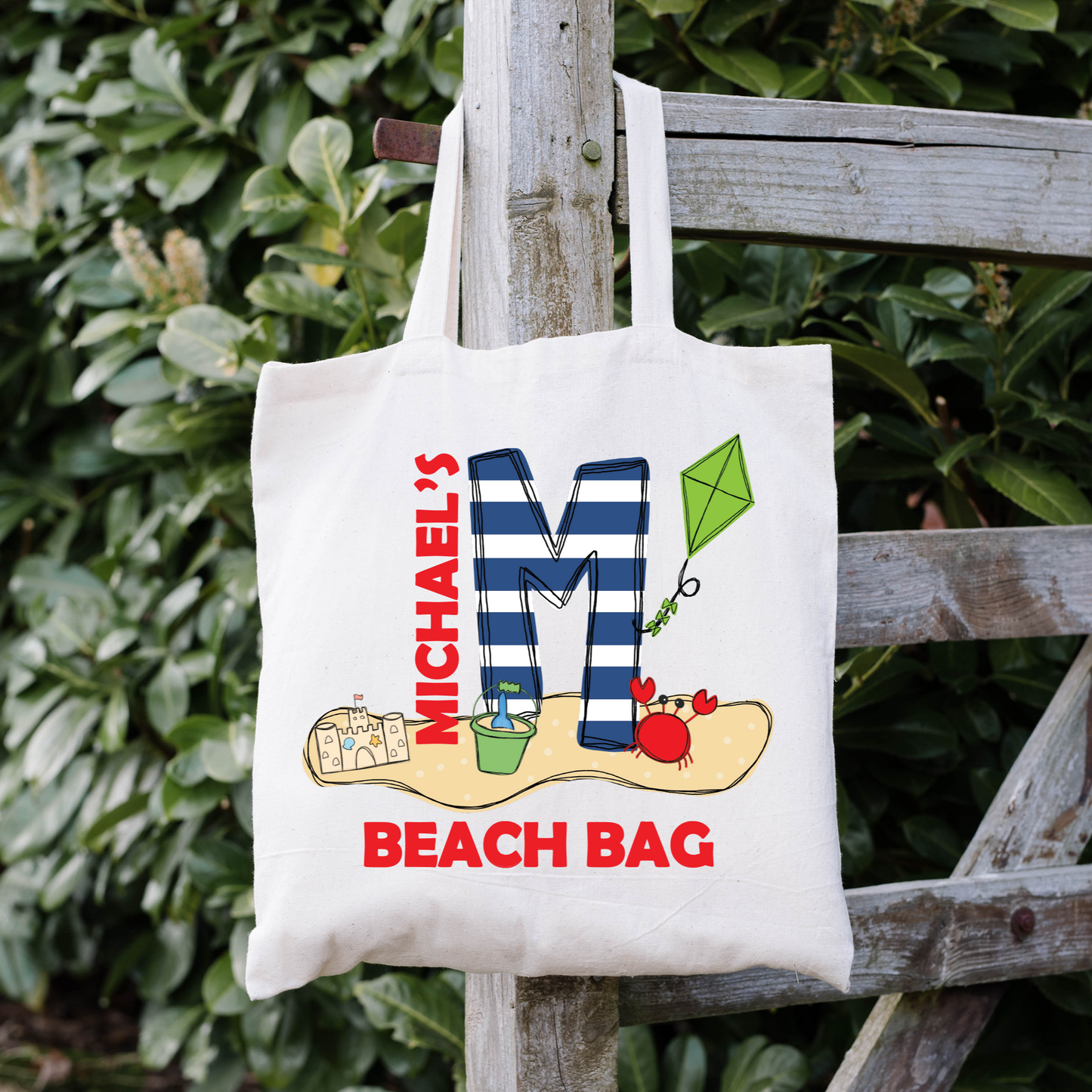 Boys Name Beach Tote Bag