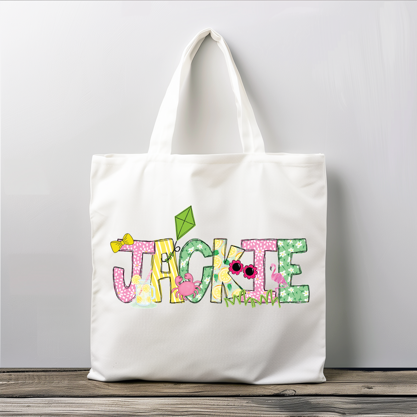 Personalized Summer Lemonade Themed Girls Tote Bag