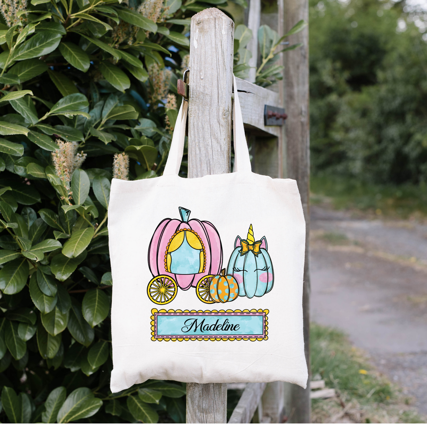 Personalized Pink Princess Pumpkin Halloween Tote Bag
