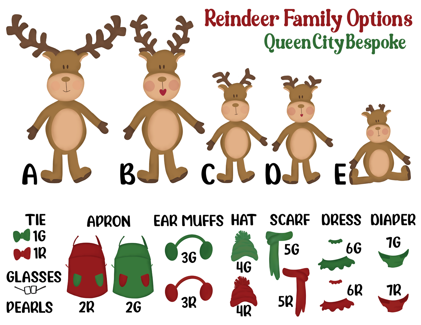 Personalized Christmas Pillow; Reindeer Family Pillowcase