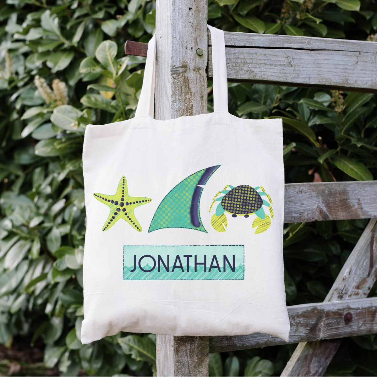 Boys Name Beach Tote Bag