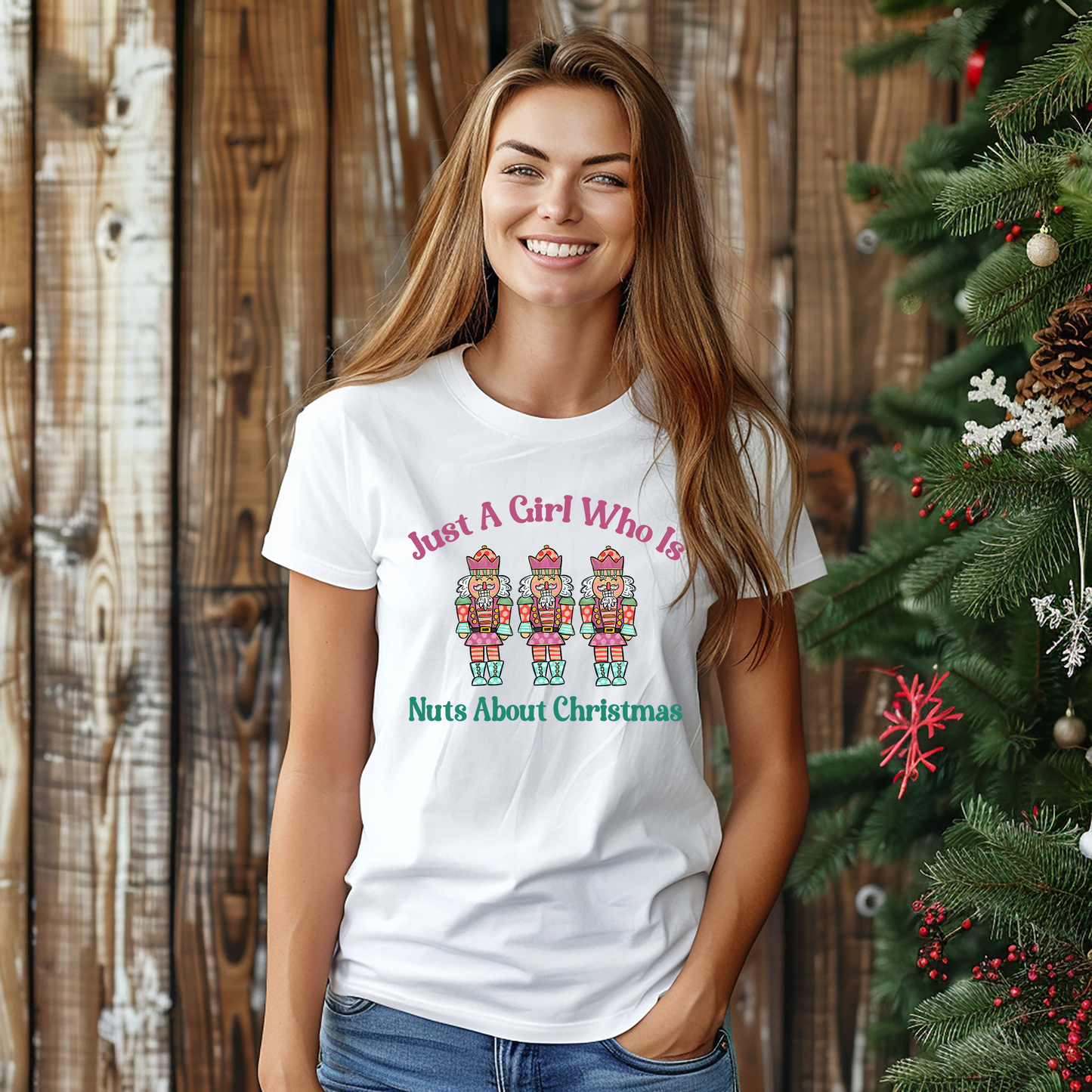 Girls Pink Nutcracker Christmas Shirt, Nuts About Christmas T-shirt, Funny Nutcracker Tee